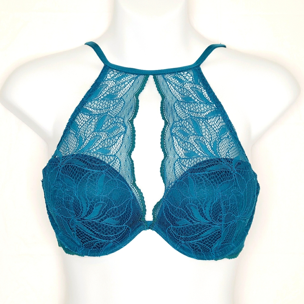 La Senza Teal Lace High Neck Bra